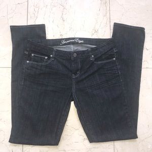 American Eagle 14 Extra Long Gray/ Black Jeans